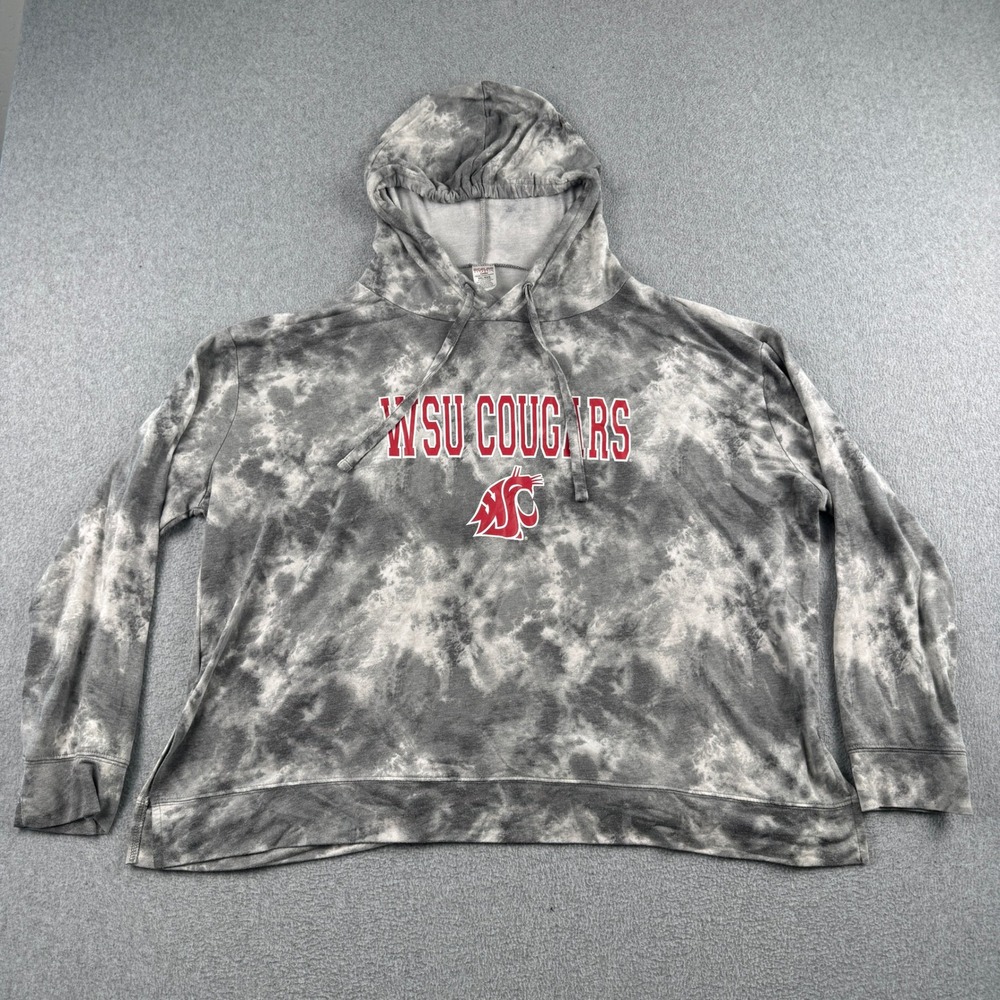 Sideline Apparel Hoodie Ladies XXL Gray WSU Cougars Tie Dye Pullover Cropped